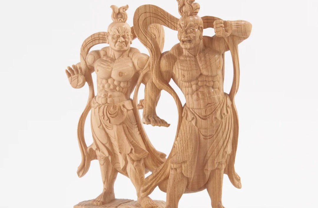 Wooden Nio guardian statues depicting the fierce Buddhist protectors associated with Todai-ji Temple.