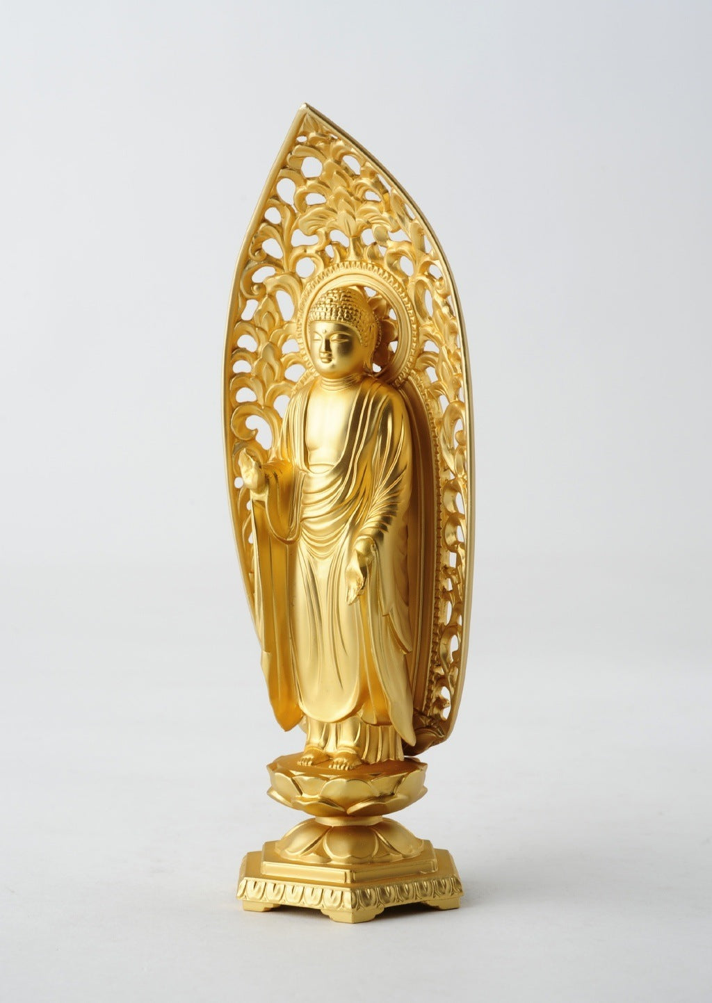 Amida Buddha, alloy with pure gold plating, 15 cm (Takaoka bronze)