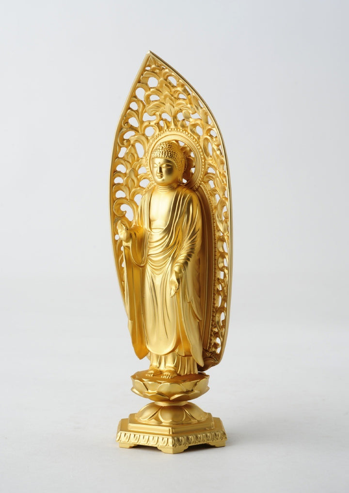 Amida Buddha, alloy with pure gold plating, 15 cm (Takaoka bronze)