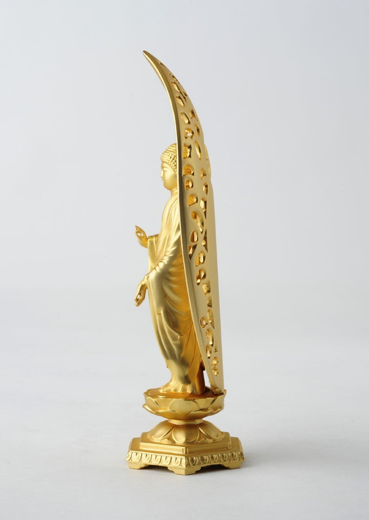 Amida Buddha, alloy with pure gold plating, 15 cm (Takaoka bronze)