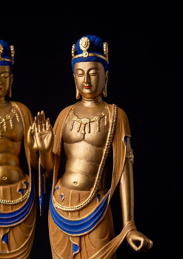 Nikko Bosatsu & Gakko Bosatsu (日光菩薩 & 月光菩薩) (瑠璃光金彩仕上げ 篁千礼彩色)