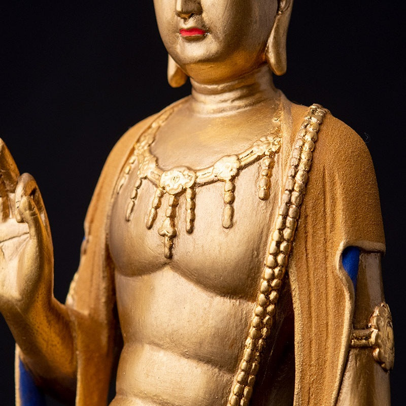 Nikko Bosatsu & Gakko Bosatsu (日光菩薩 & 月光菩薩) (瑠璃光金彩仕上げ 篁千礼彩色)