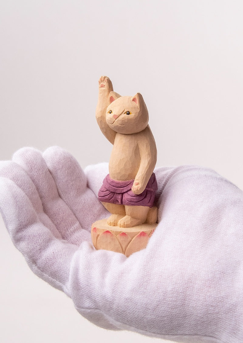 Shakyamuni Cat Buddha 木彫りの誕生釈迦猫 袈裟を着た猫仏さま