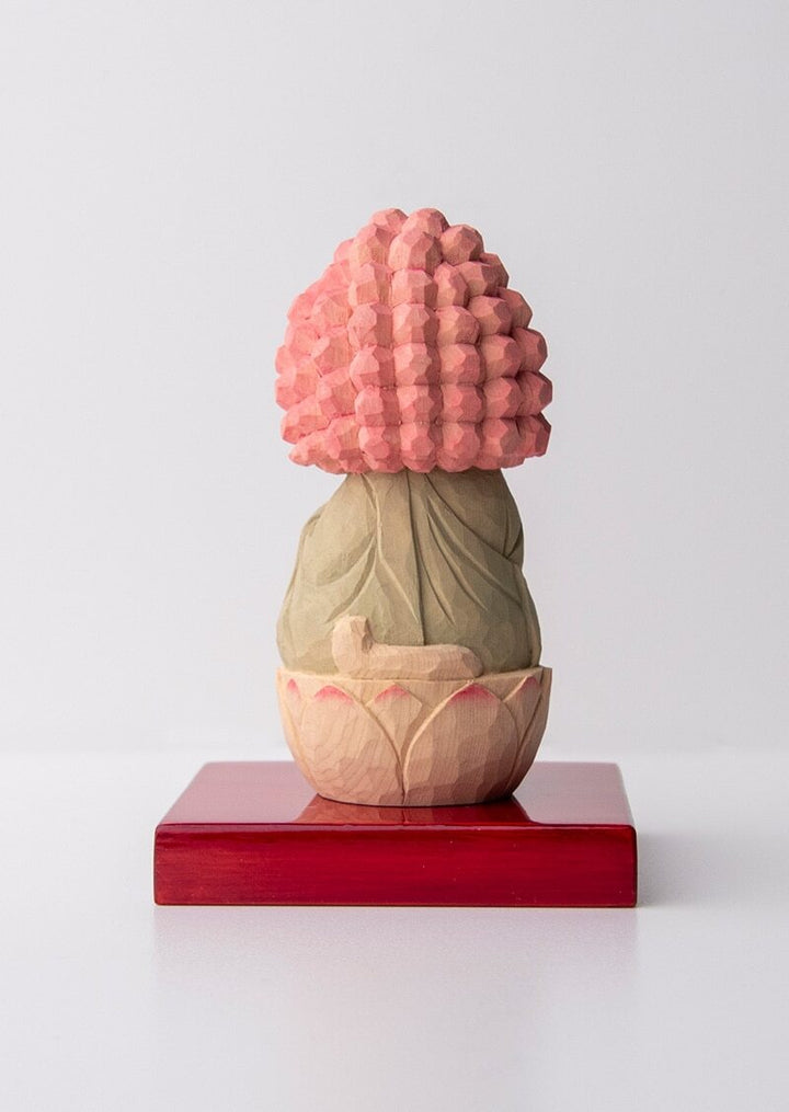 Goko Shiyui Amitabha (Amida) Cat Buddha 木彫りの五劫思惟阿弥陀 袈裟を着た猫仏さま 若緑