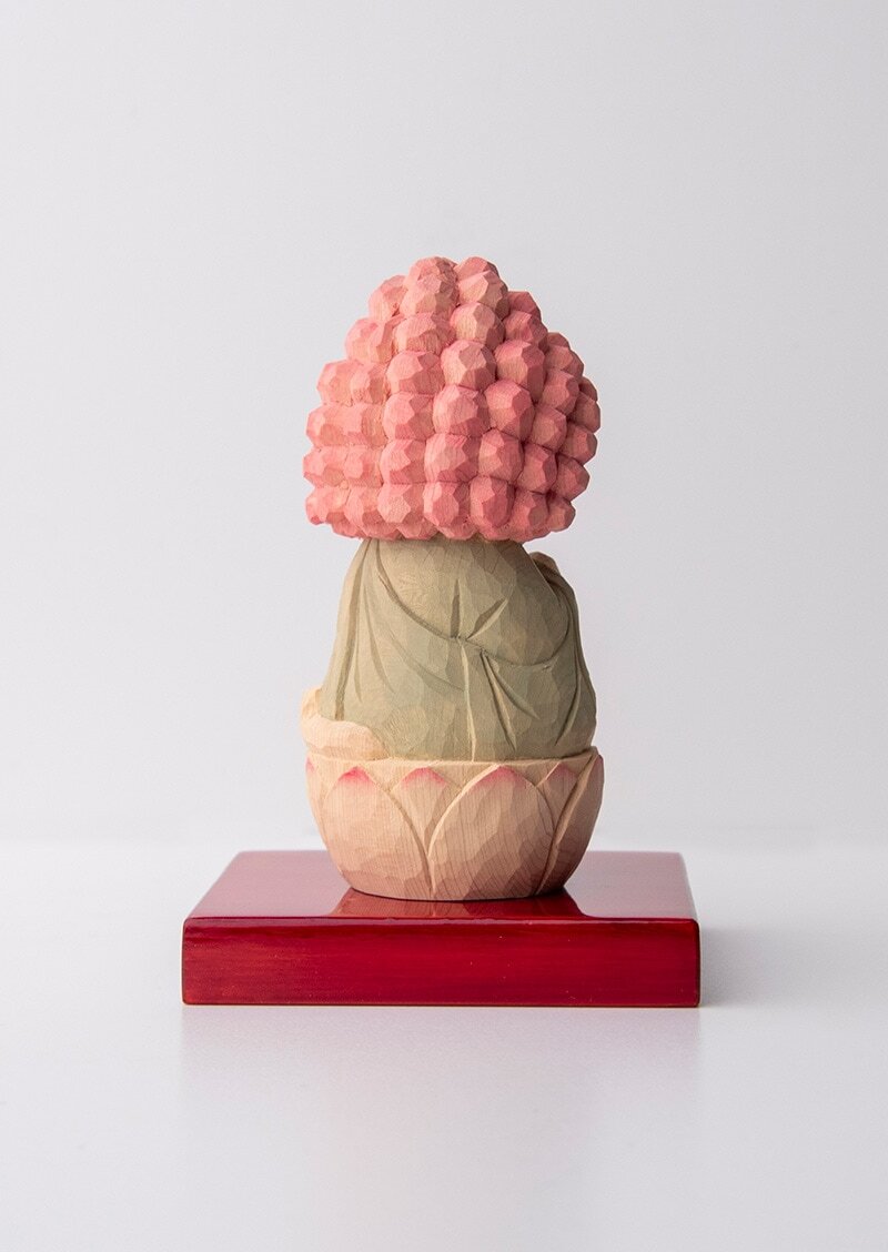 Goko Shiyui Amitabha (Amida) Cat Buddha 木彫りの五劫思惟阿弥陀 袈裟を着た猫仏さま 若緑