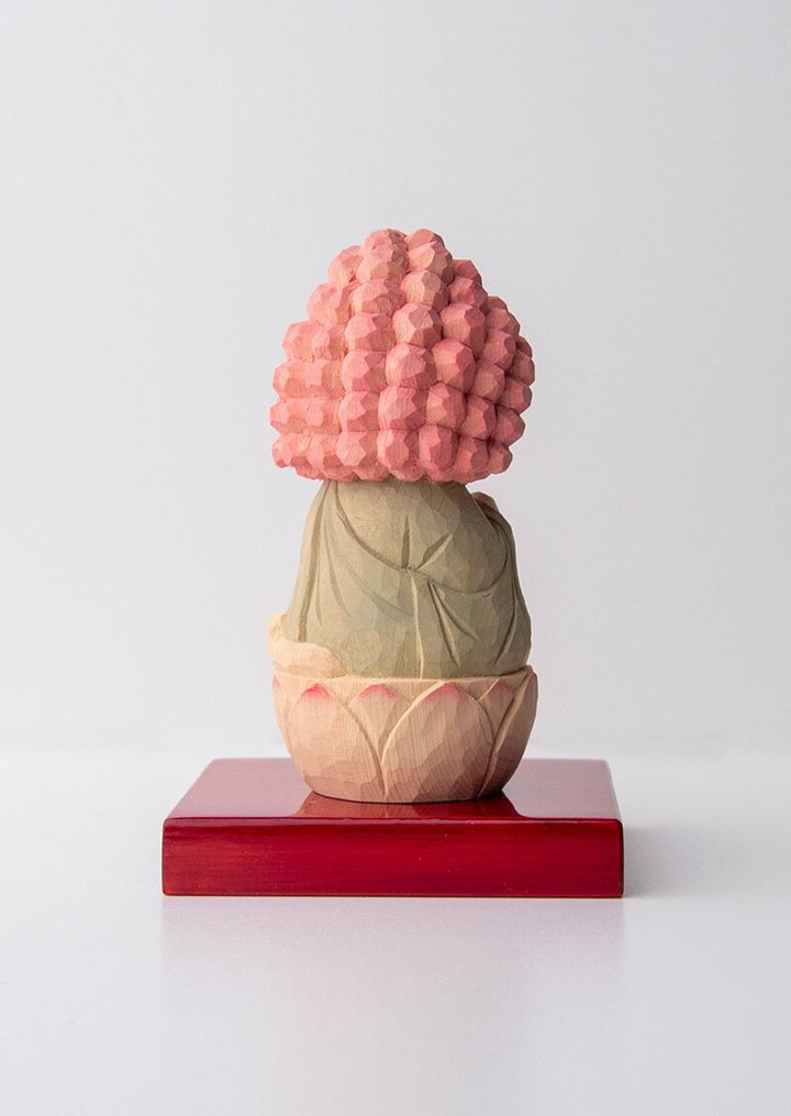 Goko Shiyui Amitabha (Amida) Cat Buddha 木彫りの五劫思惟阿弥陀 袈裟を着た猫仏さま 若緑