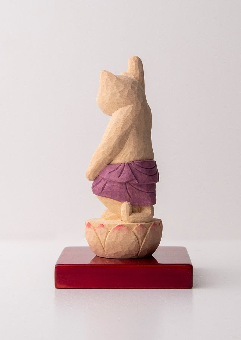 Shakyamuni Cat Buddha 木彫りの誕生釈迦猫 袈裟を着た猫仏さま