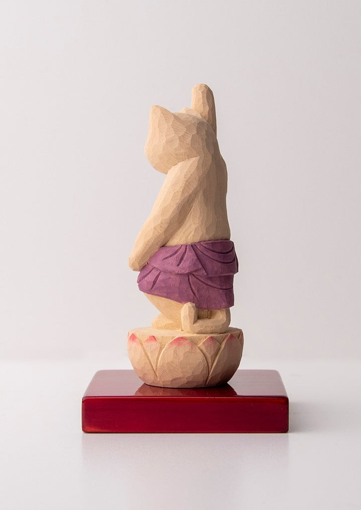 Shakyamuni Cat Buddha 木彫りの誕生釈迦猫 袈裟を着た猫仏さま