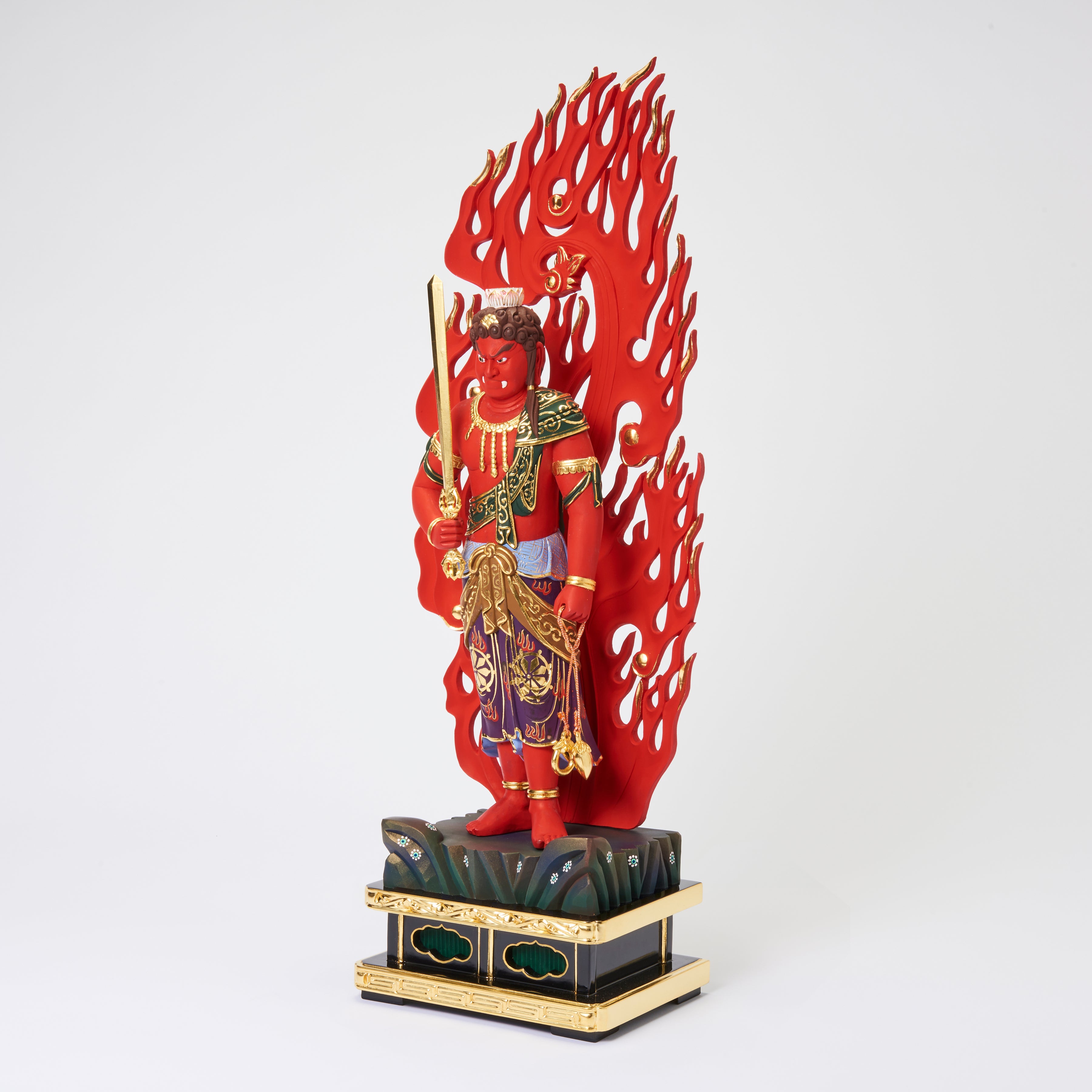 楠　立青不動明王　70ｃｍ　濃彩切金  #073 不動明王斷絕– Butuzou.com
